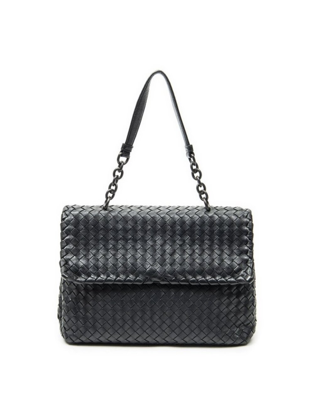 Bottega Veneta Olympia Top Handle Black Intrecciato Leather